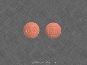 Orange Round pill with imprint M;60 — Morphine sulfate Morphine sulfate 60 mg; (view 2)